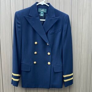 Lauren Ralph Lauren Navy Double-Breasted Blazer with Gold Trim